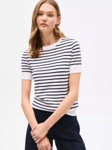 Lightweight Stripe Short-Sleeve Sweater