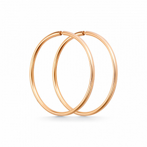 Серьги позолоченные сеч.круг 1,3 d-30 мм серебро 925*