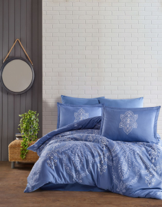 КПБ EFOR SATEN DOUBLE (ROVI V1 MAVI) 160*220 семейный