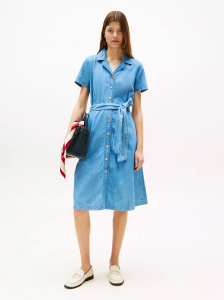 Belted Chambray Midi Shirtdress