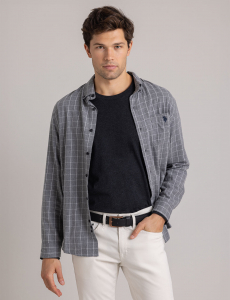HEATHERED PEACHED TWILL LONG SLEEVE SHIRT