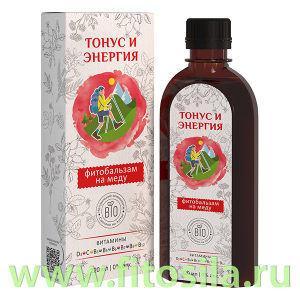 Фитобальзам на меду ТОНУС И ЭНЕРГИЯ (для тонуса организма), фл.220мл. 