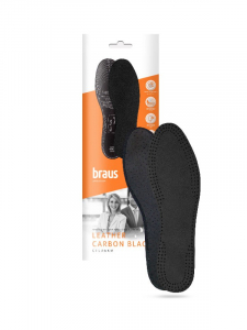 BRAUS Стельки Leather Carbon BLACK (кожа+латекс с активированным углем) ЧЕРНЫЕ р.35-36