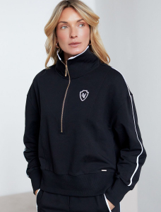 Джемпер с воротом на молнии и лампасами из футера двухнитки с эластаном