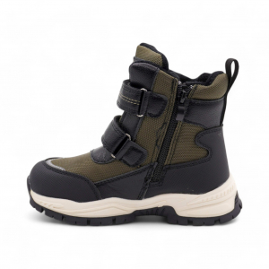 Ботинки на меху А6672-9 черно зеленые