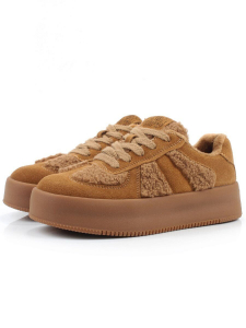 04-P133-2C BROWN Кроссовки демисезонные женские (натуральная замша, байка)
