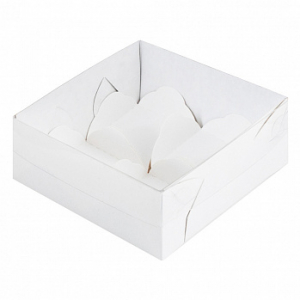 Коробка для 4 моти с пластиковой крышкой и ложементом 12*12*5,5 см, белая
