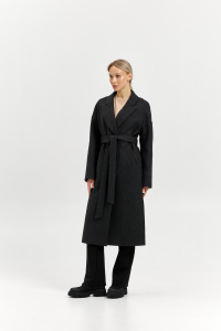 Пальто женское демисезонное 26820 (серый/диагональ)