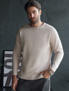 Джемпер базовый из мягкого фактурного трикотажа с круглым воротом