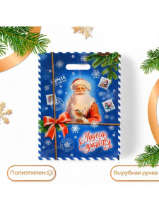 Пакет подарочный новогодний «Почта от деда мороза», полиэтиленовый с вырубной ручкой, 30?40 см