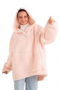 Толстовка женская из овечьей шерсти оверсайз HOT TREND (с капюшоном, цвет Пудра) цвет ТЕЛЕСНЫЙ