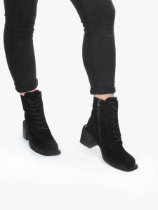 04-E21W-2B BLACK Ботинки зимние женские (натуральная замша, натуральный мех)