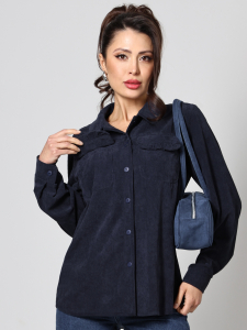 Рубашка из вельвета темно-синяя