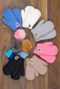 Варежки детские, однотонные (цвета в ассортименте)
