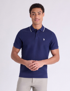 HONEYCOMB RIBBED BAND POLO SHIRT