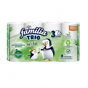 Туалетная бумага FAMILIA TRIO Natural 3 слоя 8 рулонов