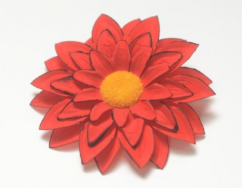 Искусственные цветы, Голова георгина для ветки, венка красный с черным кантом