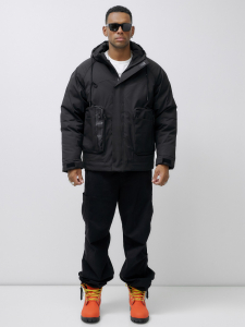 Куртка молодежная мужская зимняя с капюшоном черного цвета 25313_1Ch