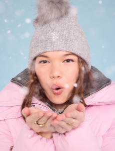 WOMENS POM POM MARLED BEANIE