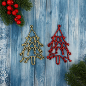 Ёлочные игрушки 2 шт. «Ёлочка люкс» 7?13 см, красный золото