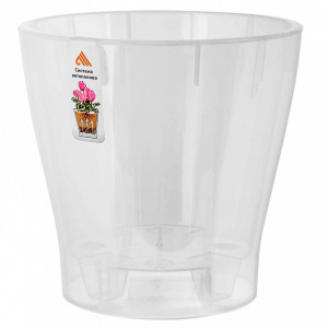 Горшок для орхидеи пластмассовый Лея 3,6л, д19см, h18,5см, с автополивом, прозрачный (Россия)