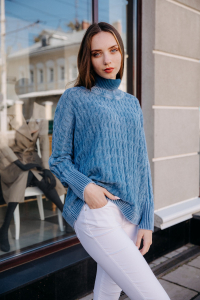 Джемпер из хлопка 4-269V топаз