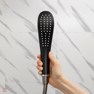 Лейка для душа, 1 режим, 63х250 мм, черный/хром