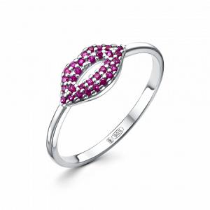 Кольцо с фианитом родированное серебро 925*