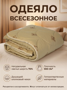Одеяло Овечья шерсть Степ 300 г х/б