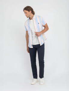 SHORT SLEEVE MULTI VERTICAL STRIPE SHIRT