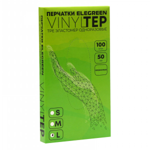 Перчатки одноразовые Elegreen VINYLTEP TPE прозрачные 50 пар, размер L