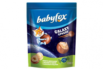«BabyFox», конфеты шоколадные Galaxy sphere с фундуком, 130 г