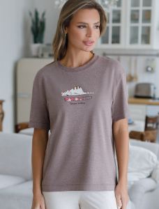 Футболка с принтом свободная эластичная из премиального хлопка