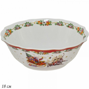 205-308 Салатник 18x4.5см  НОВЫЙ ГОД  в под.уп.(х36)Фарфор