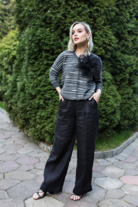 Джемпер из льна 4-263 графит-стальной