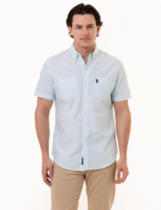 SHORT SLEEVE SLUB WOVEN SHIRT