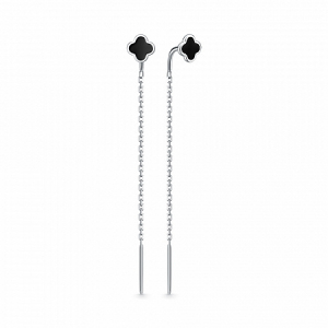 Серьги родированные эмаль серебро 925*