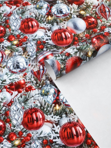 Бумага упаковочная новогодняя глянцевая «Красные шары», 70?100 см