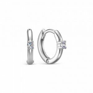 Серьги с фианитом родированные серебро 925*