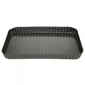 Форма для выпечки с тефлоновым покрытием 21х31х3,3см, с перфорацией, съемное дно (Китай)