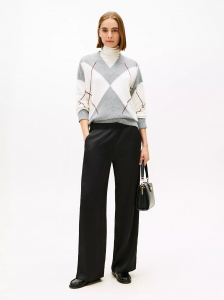 Textured Stretch Satin Pull-On Pant