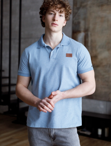 Поло из трикотажа пике с эффектом меланж