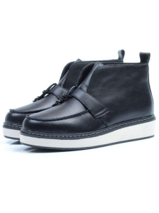 01-5172-1 BLACK Ботинки женские демисезонные (натуральная кожа, байка)