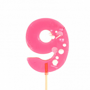 Карамель леденцовая Цифра 9 розовая с посыпкой, 12 г