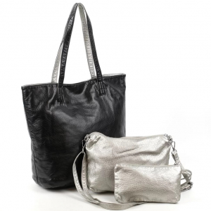 Женская мягкая сумка шоппер с двумя косметичками из эко кожи 0106-19