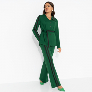 Брючный костюм из трикотажа, Личное превосходство (изумруд, 2 в 1, с поясом)