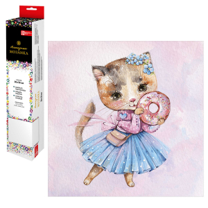 Алмазная мозаика МИЛАЯ КОШЕЧКА, 30*30 см, 18 цветов страз, картонная коробка с европодвесом