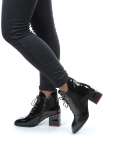 01-C1C3694-21B100M BLACK Ботинки демисезонные женские (натуральная кожа, байка)