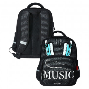 Рюкзак школьный Bruno Visconti SOUNDMANIA, 40?30?19 см, эргономичная спинка, 12-002, чёрный