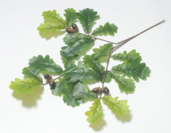 Искусственные цветы, Ветка кустовая дуб с желудями (1010237) зеленый